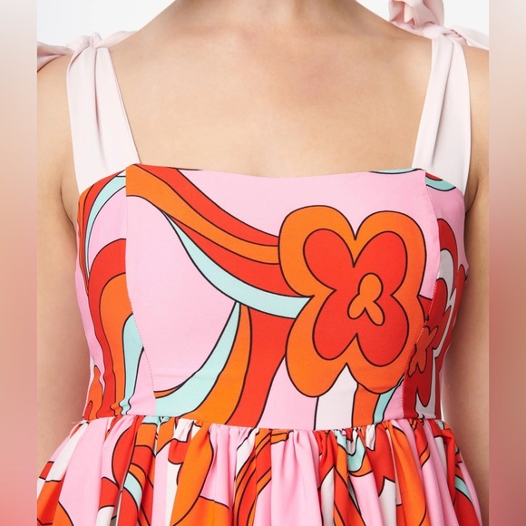 Unique Vintage Smak Parlor Pink Psychedelic Floral Print Babydoll Dress NWT - Picture 3 of 10